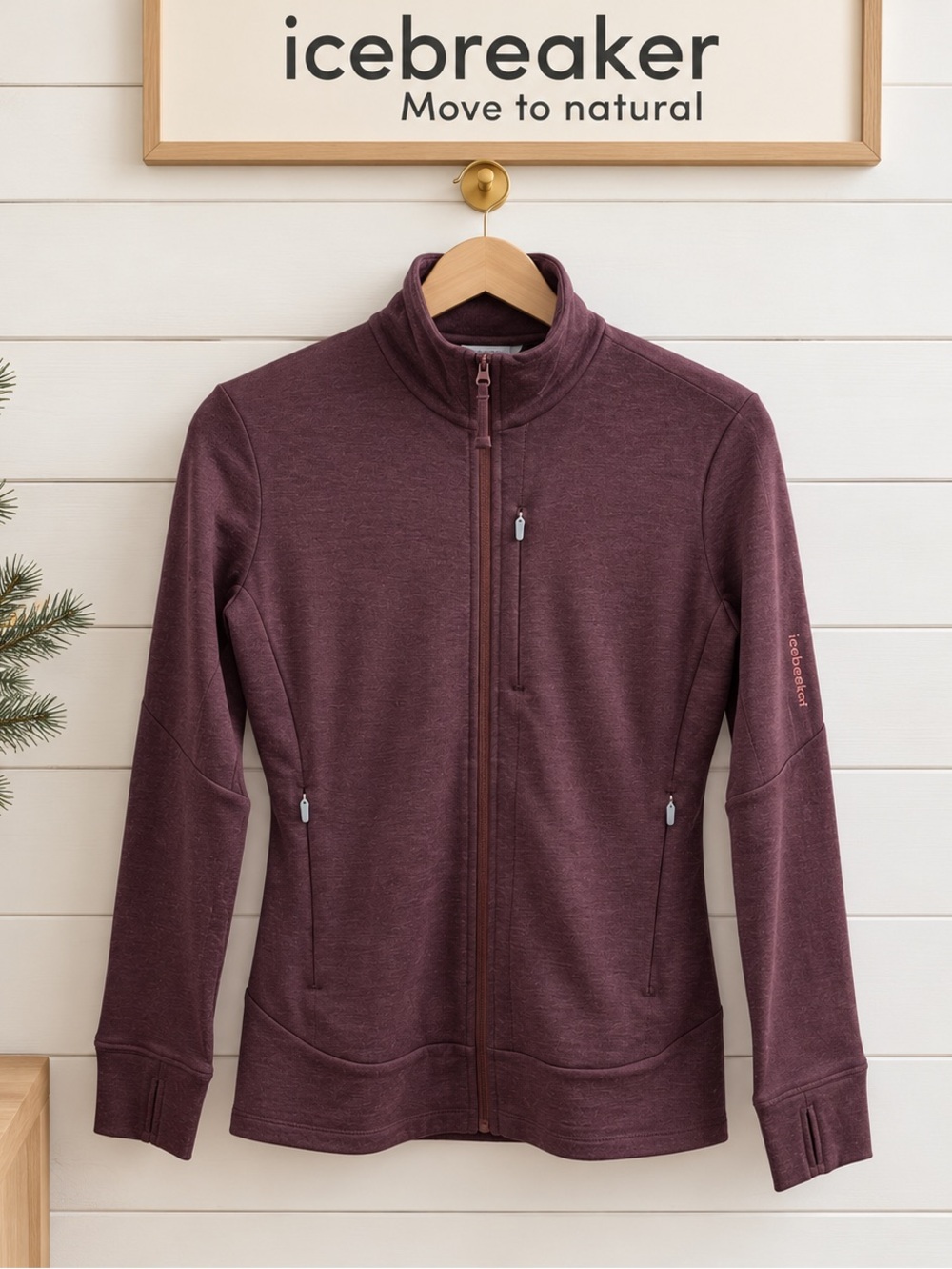 Icebreaker 100% Merino Wool Full-Zip Jacket – Plum – Size S
